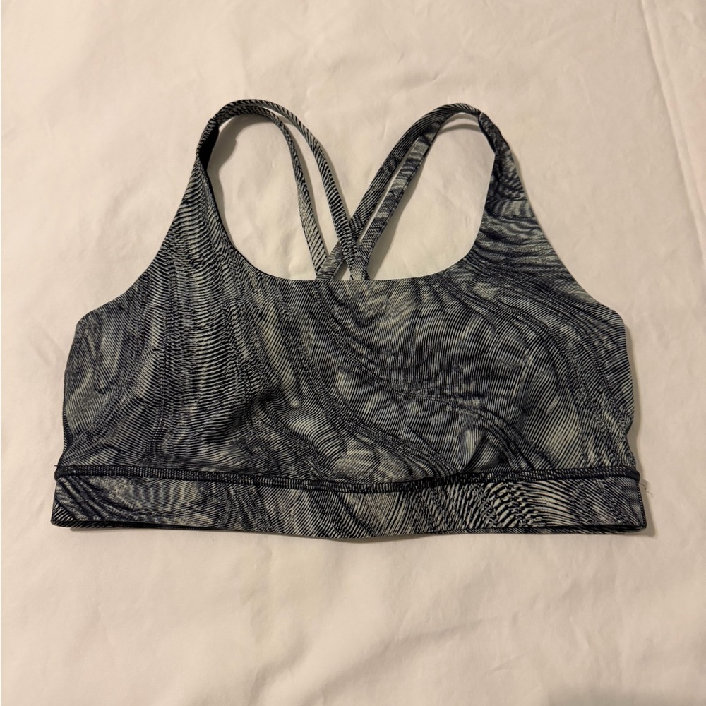 Lululemon Women’s Strappy Sports Bra - Black Marble Print - size 10